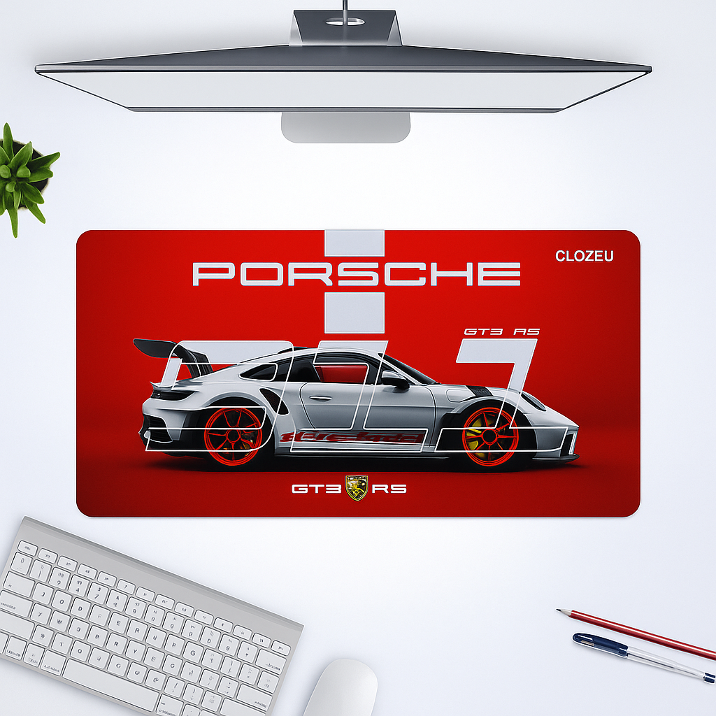 Porsche 911 GT3 RS Racing Desk Mat – Premium Setup Gear