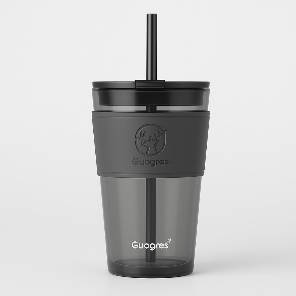 Glass Coffee Tumbler With Leather Grip Mug (450 ml)