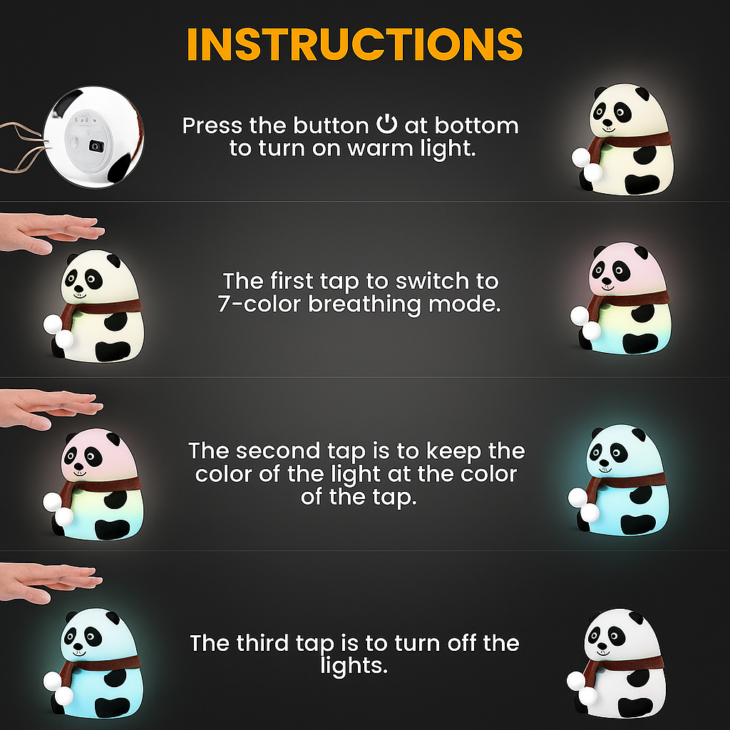 Cute Panda Room Decor Night Lamp