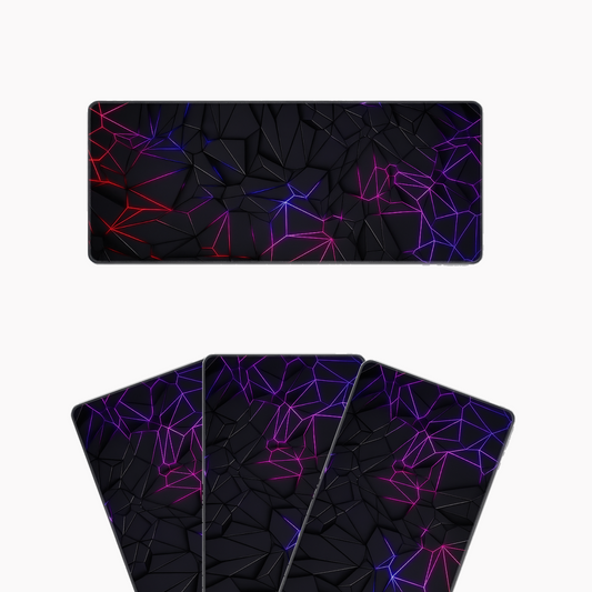 Geometric RGB Glow Desk Mat – Extended Anti-Slip Gaming & Office Desk Pad (UHD Print)