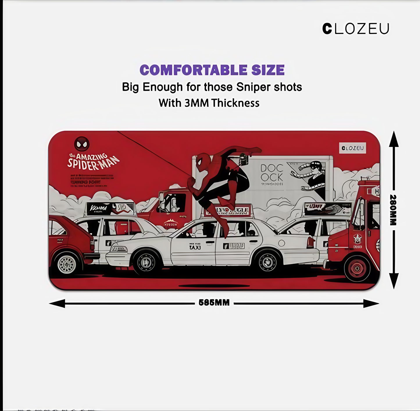 Spider-Man Red City Traffic Desk Mat – Anti-Slip UHD Table Pad for Office & Gaming