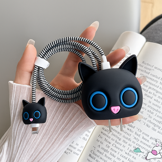 Protective case for 18W-20W iPhone Charger Adapter (Black Cat Face )